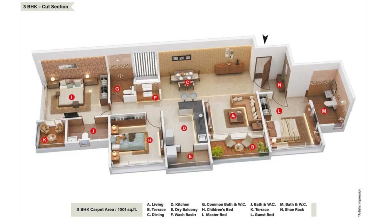 3 BHK Wing A/B